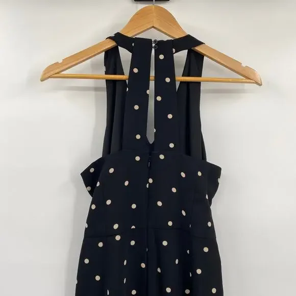 Ann Taylor Polka Dot Jumpsuit Racerback Wide Leg Sleeveless Black Beige Womens 2 - Picture 6 of 9
